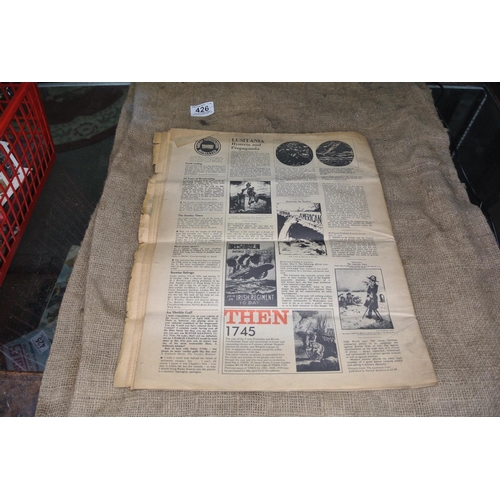 426 - A reprint newspaper 'The Daily Mirror' showing the Lusitania sinking, 8th May 1915