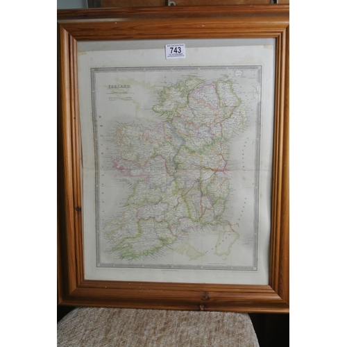 743 - A pine framed map of Ireland