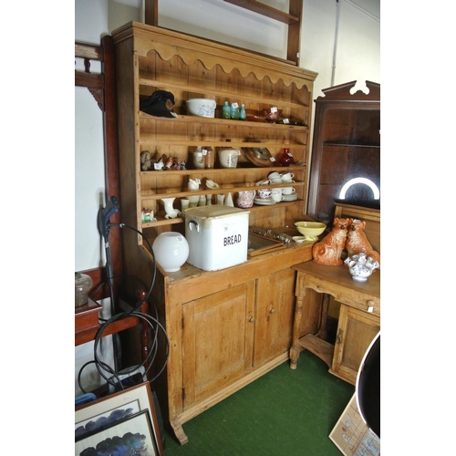 752 - A large antique Irish pine kitchen dresser