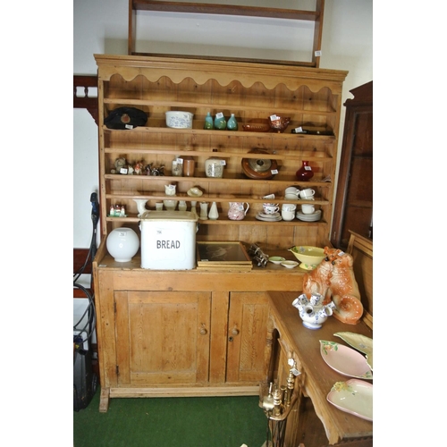 752 - A large antique Irish pine kitchen dresser