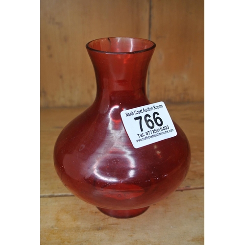 766 - A ruby glass Oil lamp globe