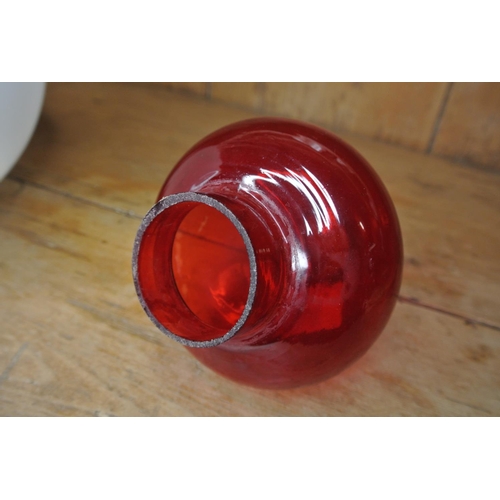 766 - A ruby glass Oil lamp globe