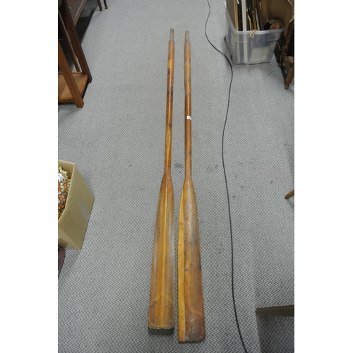 222 - A large set of wooden oars