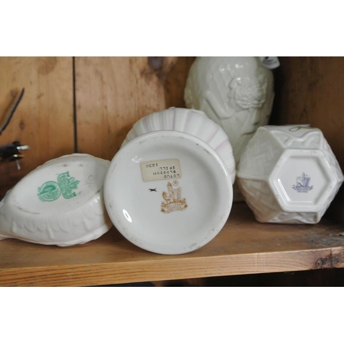 256 - A collection of 4 pieces of various Belleek pottery.