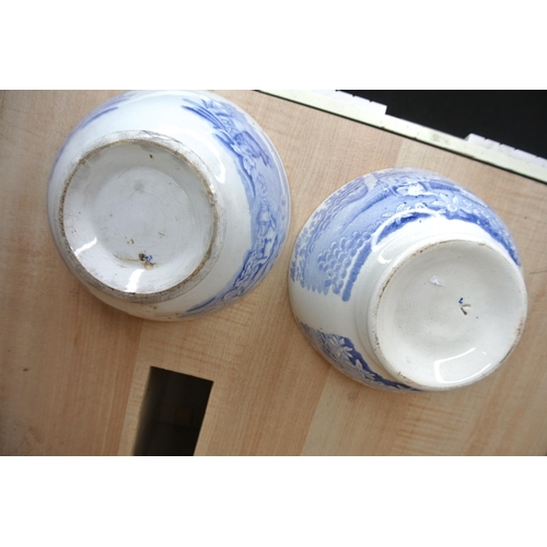 77 - Two antique blue and white bowls, one a/f.