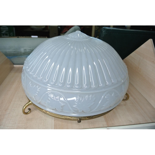 98 - A large milk glass hanging shade a/f