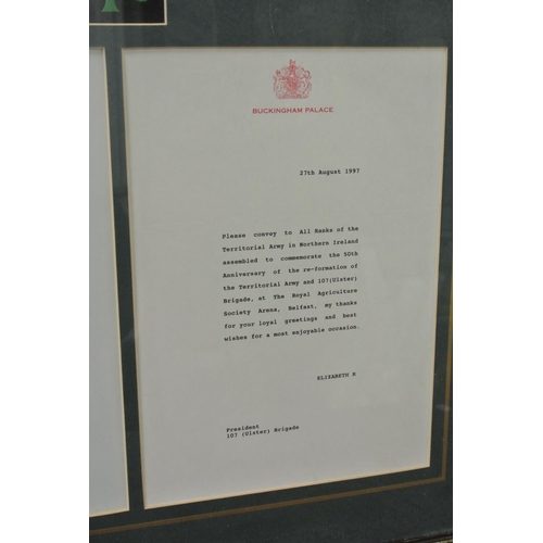 300 - A pair of framed commemorative letters celebrating the 50th Anniversary of the reformation of the Te... 