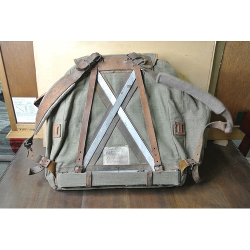 448 - A WW2 era military canvas backpack, reportedly worn on the D Day landings.