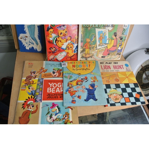 540 - A collection of vintage childrens books to inlclude, 'Noddy', 'Rupert the Bear' & more.