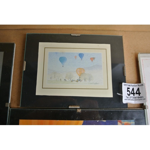 544 - A collection of vintage watercolours of hot air balloons.