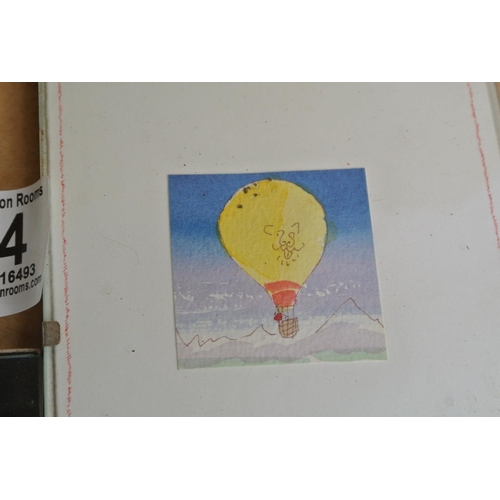 544 - A collection of vintage watercolours of hot air balloons.