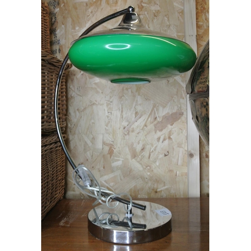 113 - A stunning vintage/ mid century lamp with green shade.