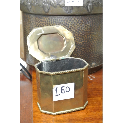 160 - An antique/ vintage brass tea caddy.