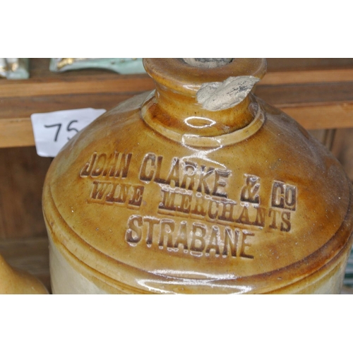 77 - 2 antique stoneware bottles from John Clarke & Co - Strabane.