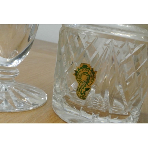 140 - A pair of Waterford crystal flower vases & a Waterford crystal jam pot