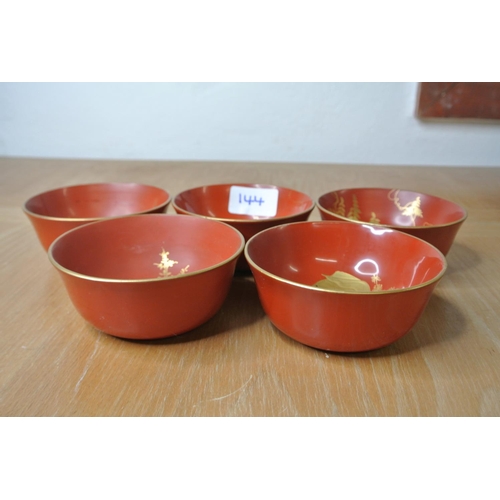 144 - A set of five oriental bowls