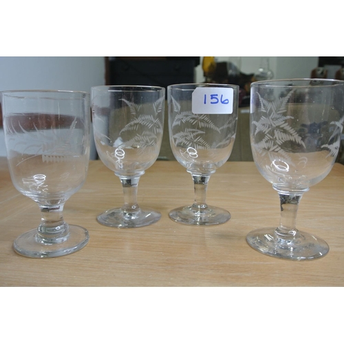 156 - A set of 4 early glass goblets