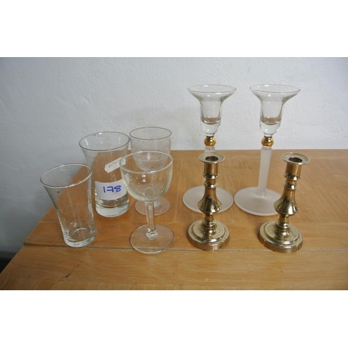 178 - A lot of glassware and two pairs of candlesticks