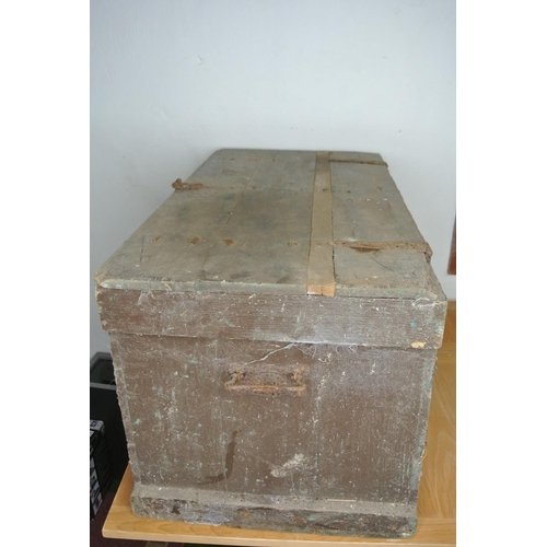 231 - A large wooden tool box/ chest