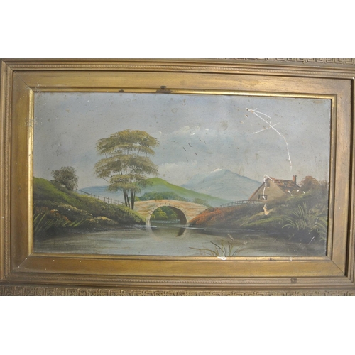 28 - A heavy gilt framed oil painting and another similar painting