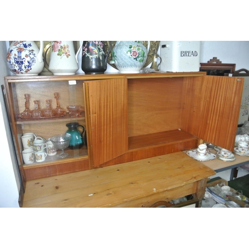 305 - A vintage sideboard / book case with sliding glass doors