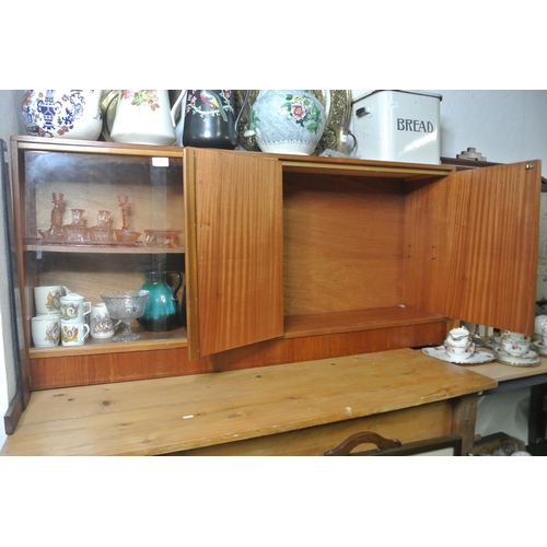 305 - A vintage sideboard / book case with sliding glass doors