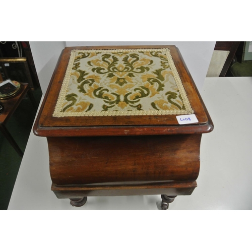 408 - An antique commode with beautiful needlepoint tapestry accompanied with original porcelain chamber p... 