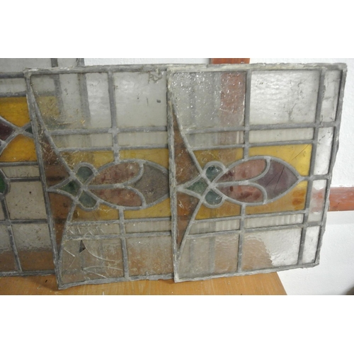 428 - A collection of antique stained glass windows (some a/f)