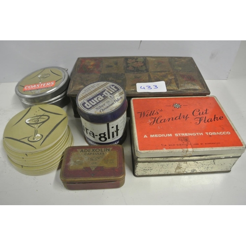 433 - A collection of antique / vintage tins