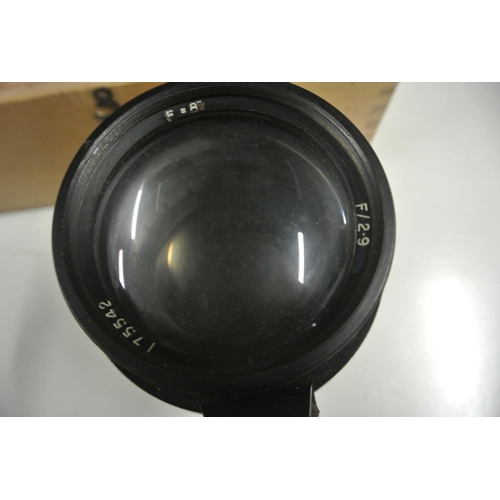 454 - A large military camera / telescope lens stamped with crowfoot 'Hoechst'