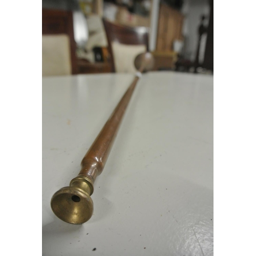 456 - An antique brass and copper hunting horn