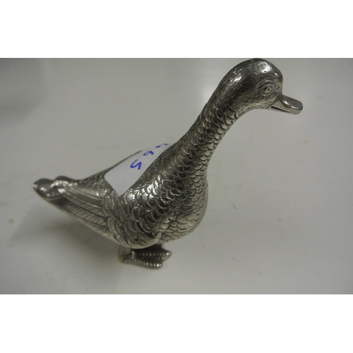 465 - A vintage metal model of a duck