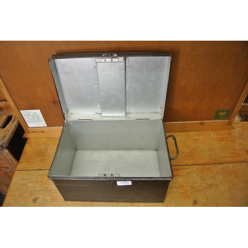 102 - A vintage metal deed/storage box