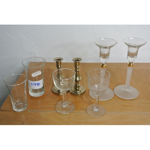 178 - A lot of glassware and two pairs of candlesticks