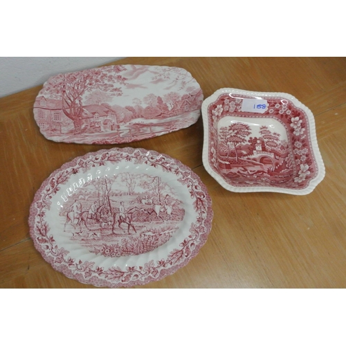 188 - A Copeland Spode square serving dish and two similar coloured serving plates