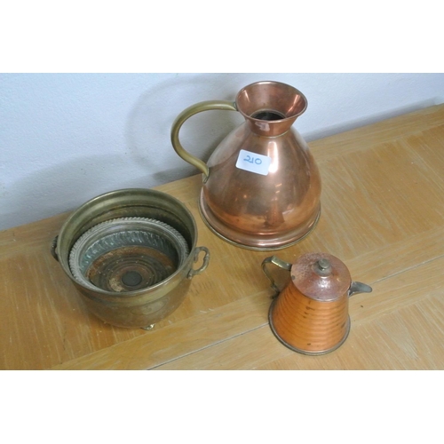 210 - A various lot of copper and brass ware