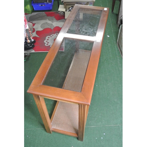 217 - A modern slimline glass topped table