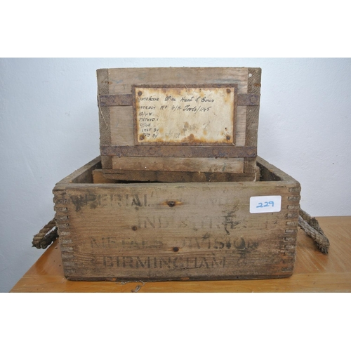 229 - 2 vintage wooden crates.