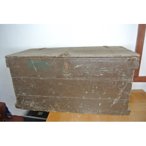 231 - A large wooden tool box/ chest