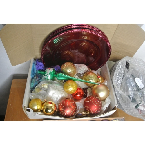 248 - An assortment of various Christmas decorations lights etc