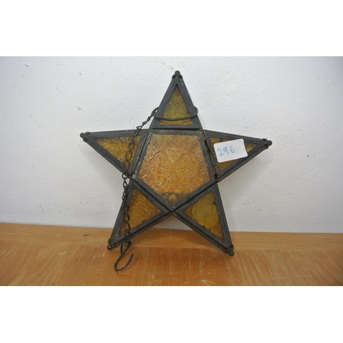 296 - A vintage hanging coloured glass star.