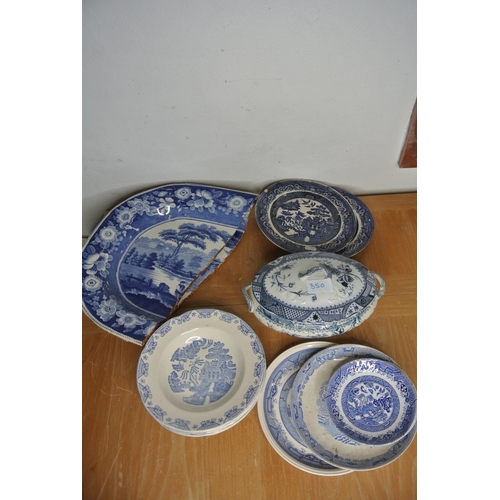 350 - A large collection of blue and white pattern plates some A/F