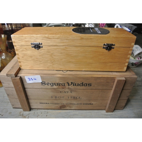 354 - A vintage Segura Viudas wine crate along with a Middleton whiskey presentation box (both empty)