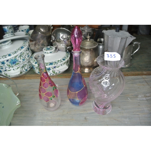 355 - Two stunning glass vases, one produced by Caithness Crystal and the other Confetti Ware style