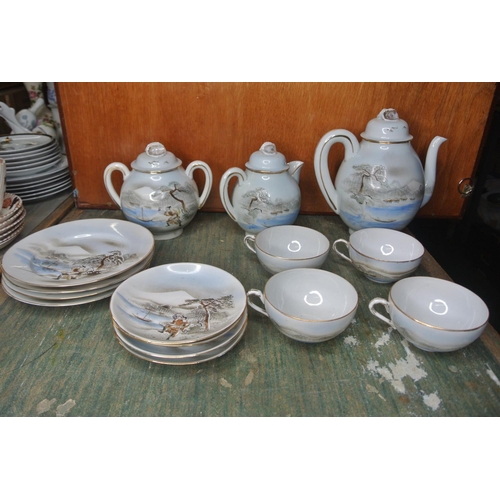 358 - A large collection of various vintage / antique ceramics, to include Oriental tea pots, Japanese Kut... 