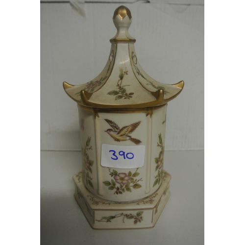 390 - An antique / vintage incense burner with beautifully hand painted scenes of flora and fauna