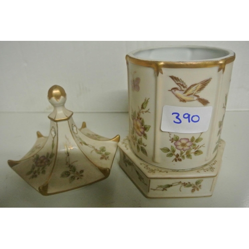 390 - An antique / vintage incense burner with beautifully hand painted scenes of flora and fauna