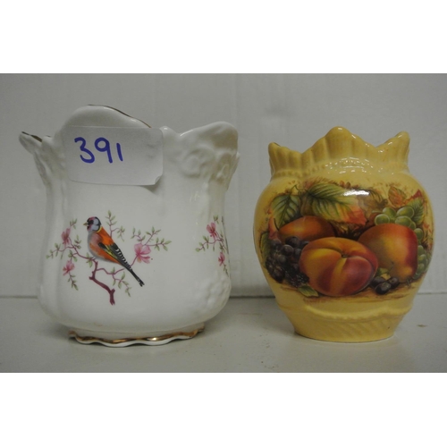 391 - An Aynsley 'Orchard Gold' vase along with a Brosnic 'Victoriana' vase