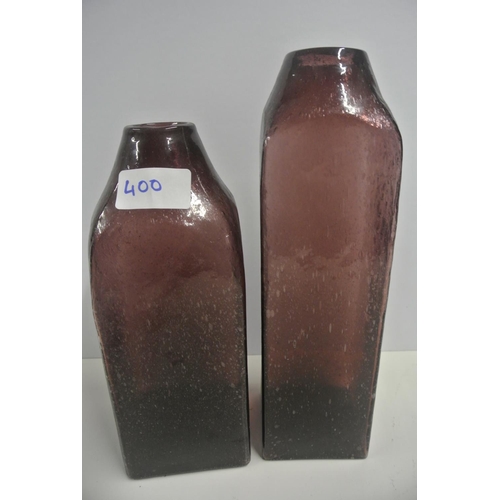 400 - Two square bottle bubble vases