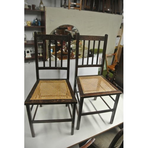 401 - A pair of antique chairs bedroom chairs with woven seats